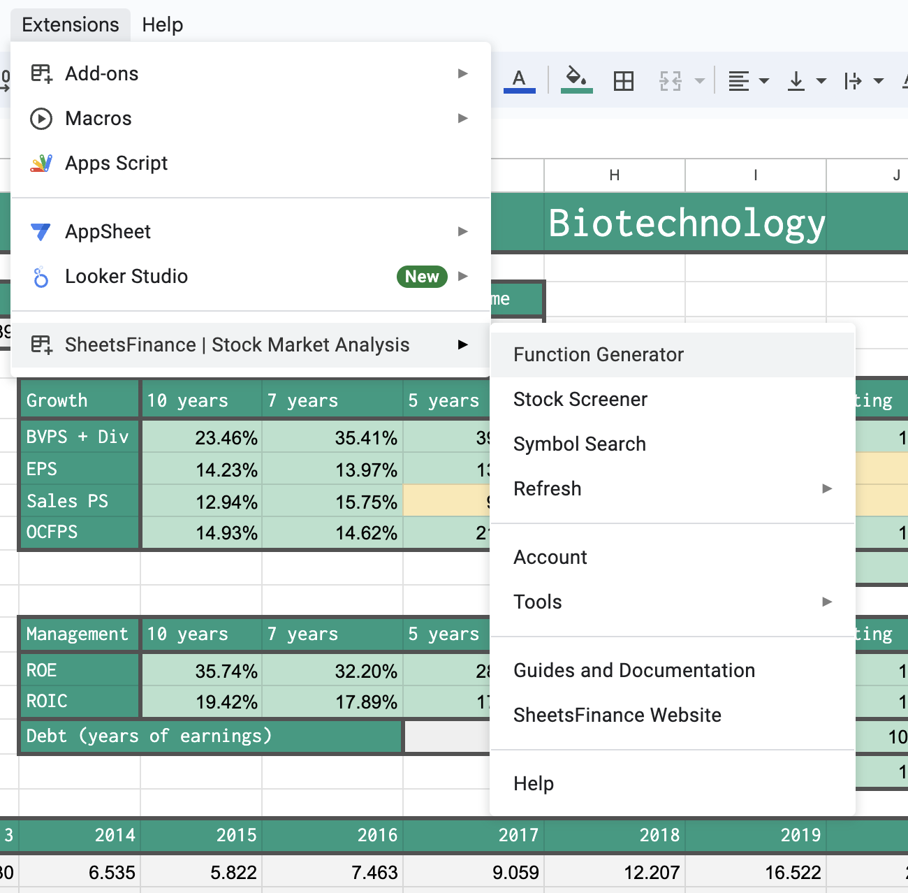 SheetsFinance Docs | Overview